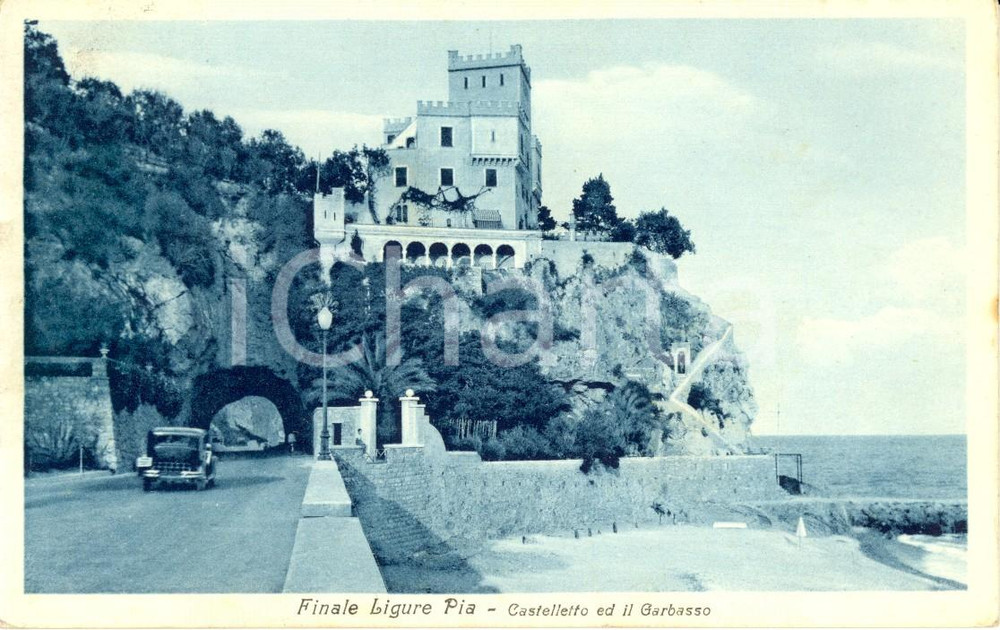 Cartolina originale da collezione 1938 FINALE LIGURE PIA SV Il CASTELLETTO e la galleria del GARBASSO FP VG 1