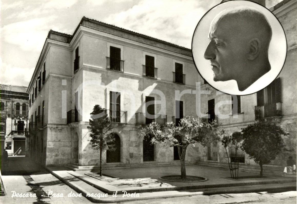 Cartolina originale da collezione 1950 ca PESCARA Casa natale di Gabriele D'ANNUNZIO *Cartolina postale FG NV 1