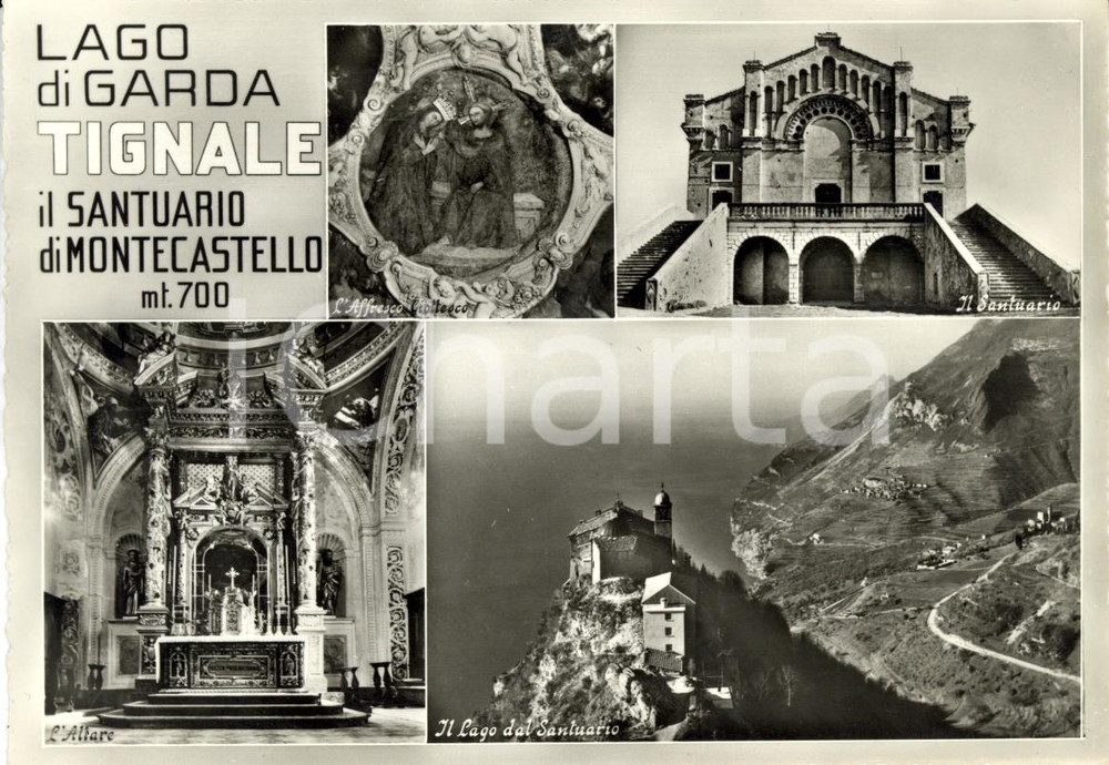 Cartolina originale da collezione 1960 ca TIGNALE BS Lago di GARDA Vedutine santuario di MONTECASTELLO FG NV 1