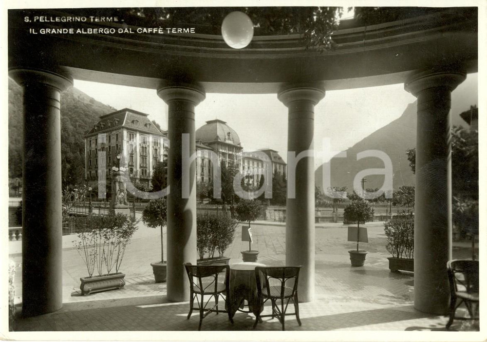 Cartolina originale da collezione 1941 SAN PELLEGRINO TERME BG GRAND HOTEL visto dal CaffÃ¨ TERME FG NV 1