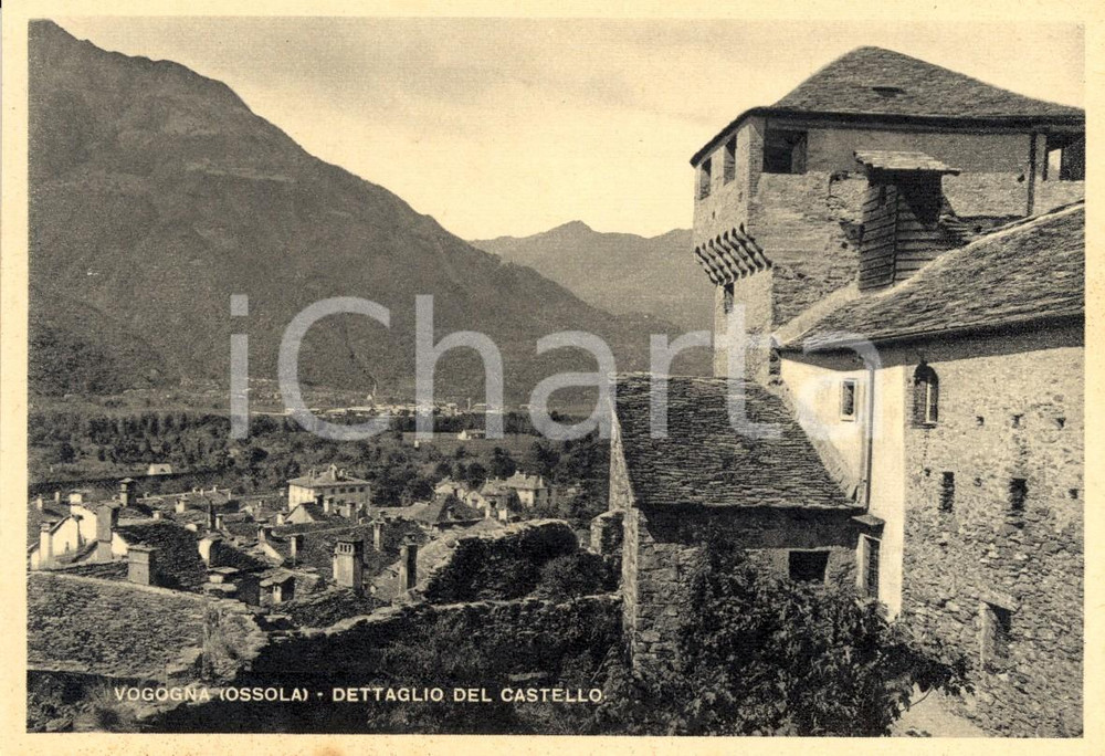 Cartolina originale da collezione 1940 ca VOGOGNA (VB) Veduta del paese e del castello *Cartolina FG NV 1