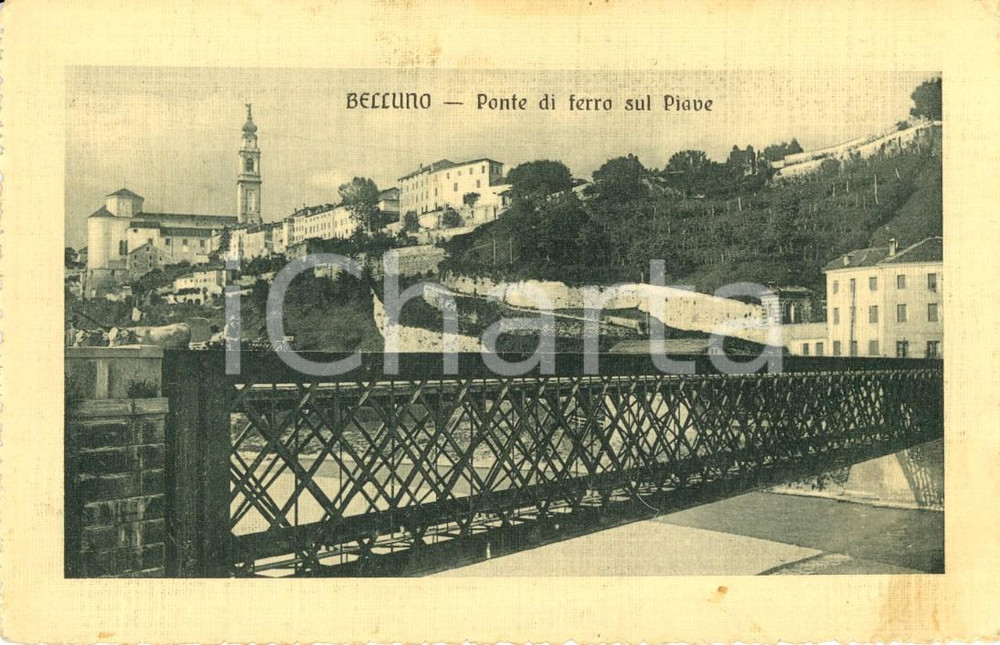 Cartolina originale da collezione 1919 BELLUNO Veduta ponte di ferro sul fiume PIAVE *Cartolina postale FP NV 1
