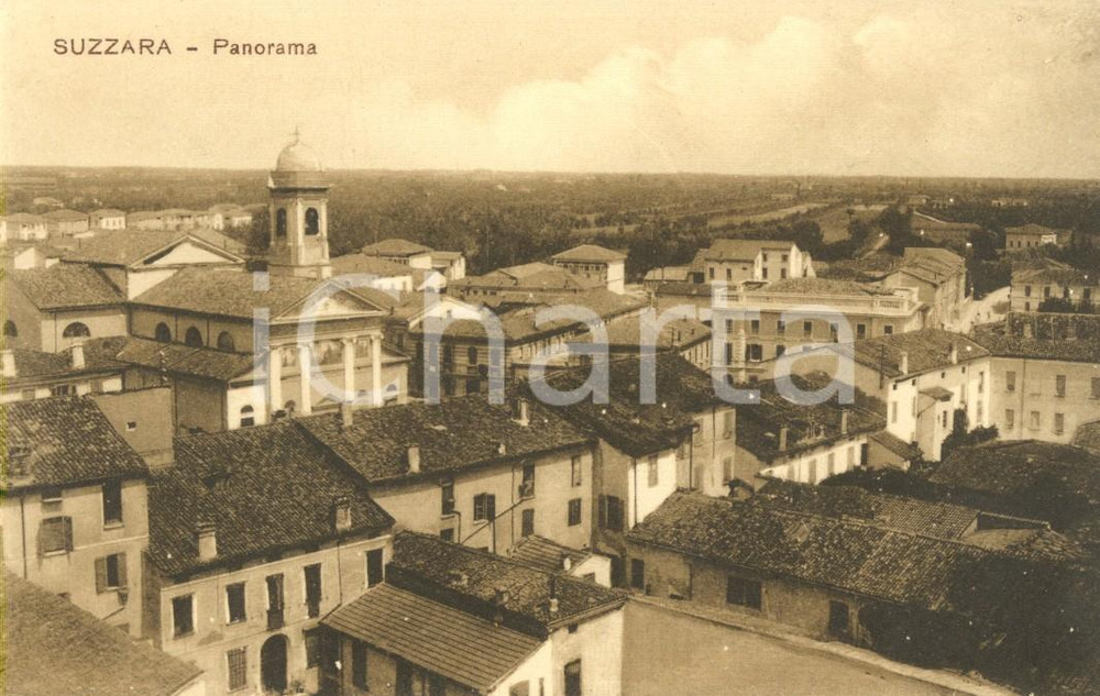 Cartolina originale da collezione 1940 ca SUZZARA (MN) Panorama del paese *Cartolina postale FP NV 1