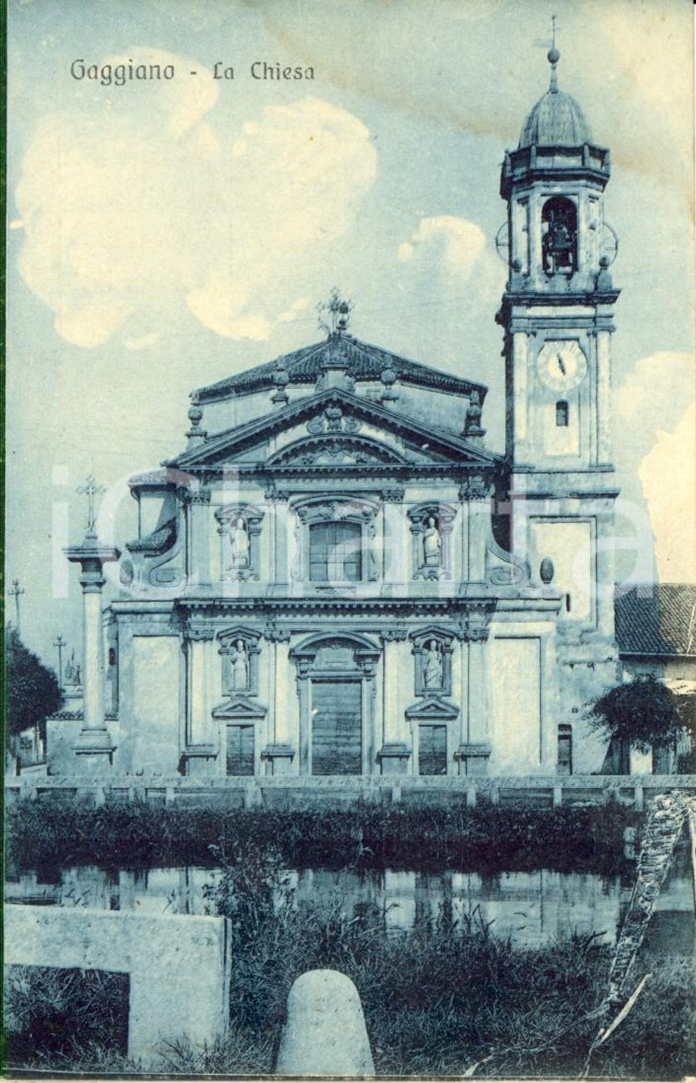 Cartolina originale da collezione 1930 ca GAGGIANO (MI) Veduta della chiesa di SANT'INVENZIO *Cartolina FP NV 1