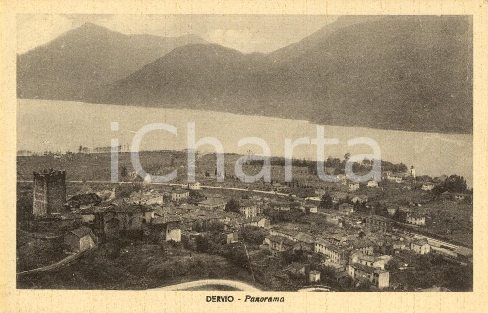 Cartolina originale da collezione 1930 ca DERVIO LC Panorama del paese e del lago di COMO Cartolina FP NV 1