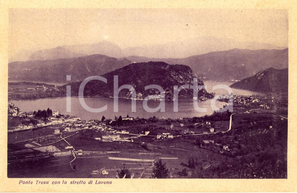 Cartolina originale da collezione 1930 ca LAVENA PONTE TRESA (VA) Veduta del paese e del lago LUGANO *Cartolina 1