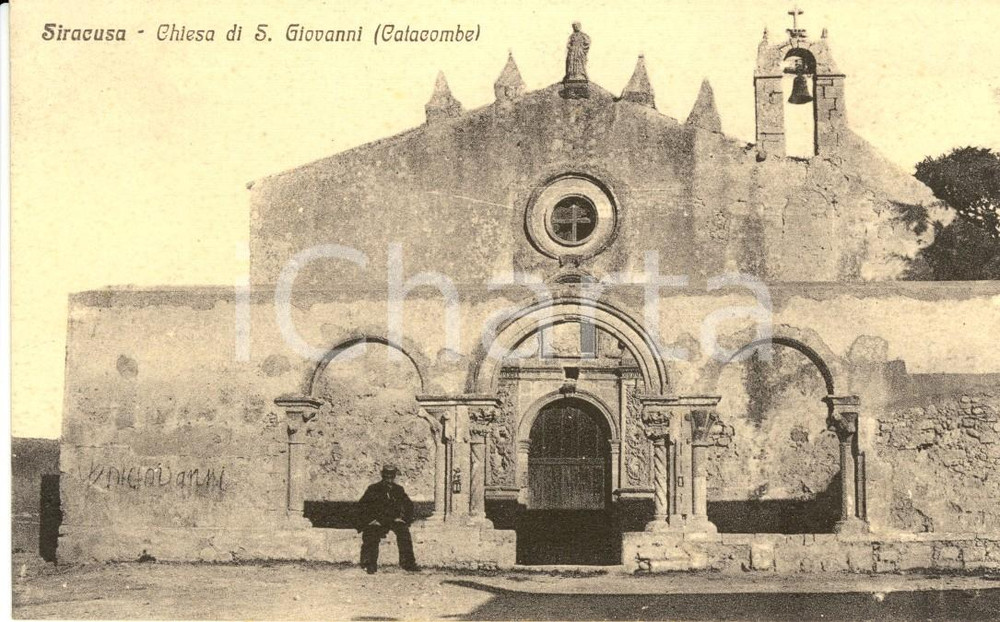 Cartolina originale da collezione 1920 ca SIRACUSA Chiesa di SAN GIOVANNI ALLE CATACOMBE Cartolina ANIMATA FP NV 1