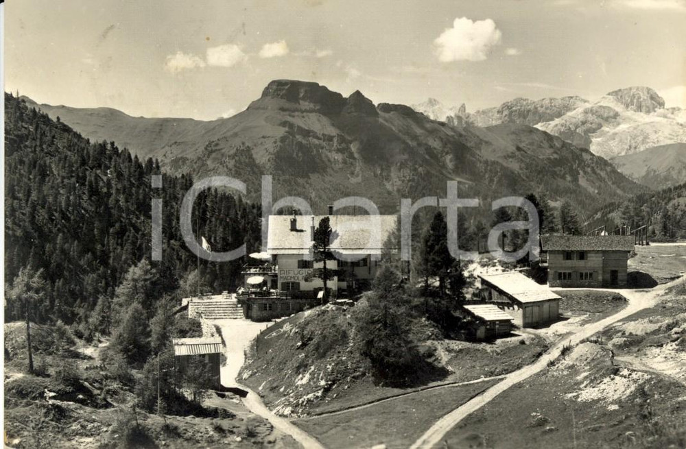 Cartolina originale da collezione 1956 PIAN DI FEDAIA (BL) Veduta rifugio MARMOLADA verso il CATINACCIO *FP VG 1