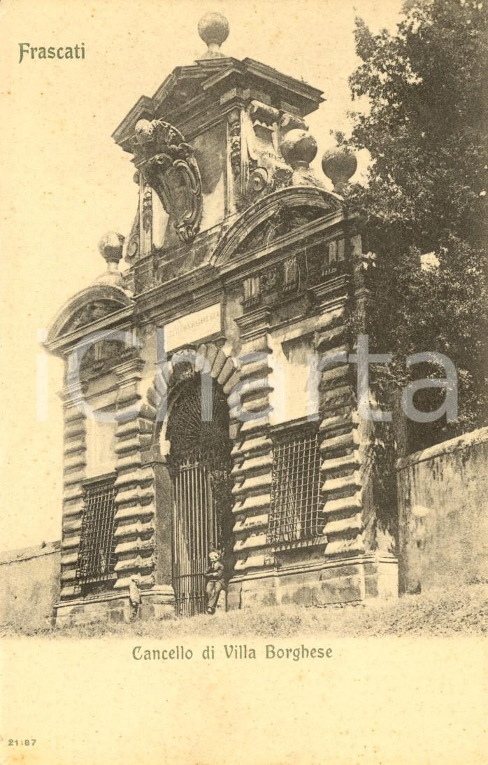 Cartolina originale da collezione 1920 ca FRASCATI ROMA Cancello di villa BORGHESE Cartolina ANIMATA FP NV 1
