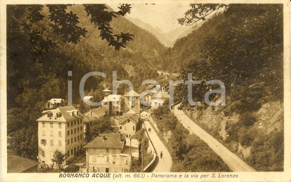 Cartolina originale da collezione 1929 BOGNANCO VB Veduta del paese e della via per SAN LORENZO Cartolina FP VG 1