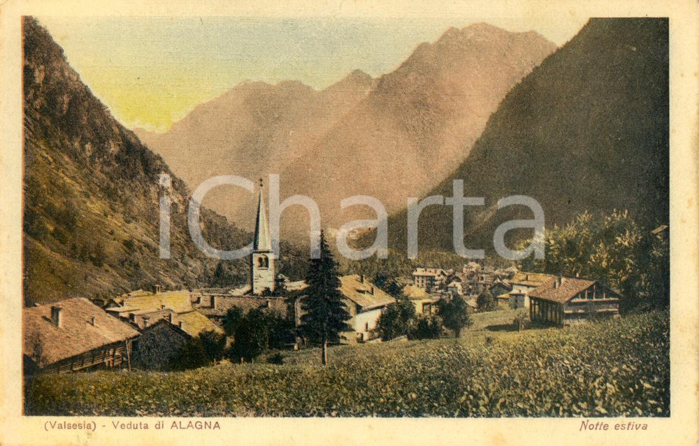 Cartolina originale da collezione 1930 ca ALAGNA VALSESIA (VC) Veduta del paese e della vallata *Cartolina FP NV 1