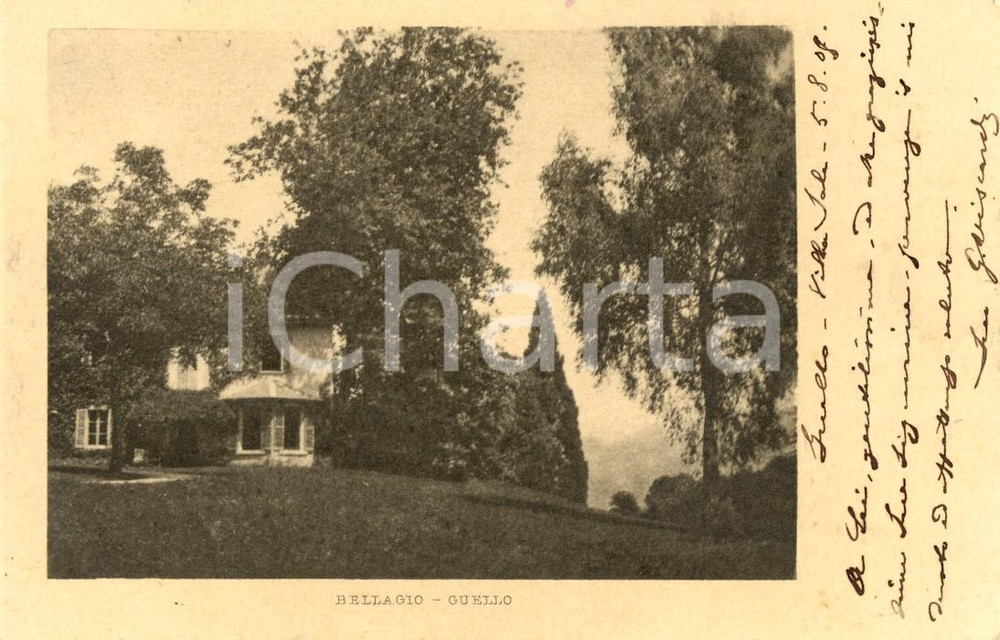 Cartolina originale da collezione 1905 BELLAGIO (CO) Veduta della frazione GUELLO *Cartolina postale FP VG 1