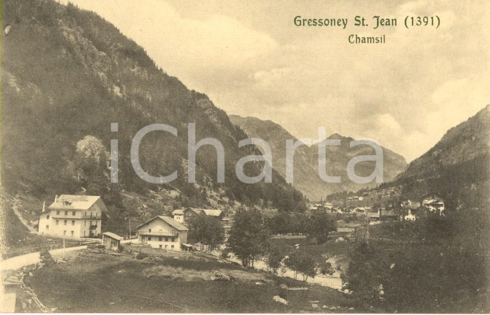 Cartolina originale da collezione 1920 ca GRESSONEY-SAINT-JEAN (AO) Veduta frazione CHAMPSIL *Cartolina FP NV 1
