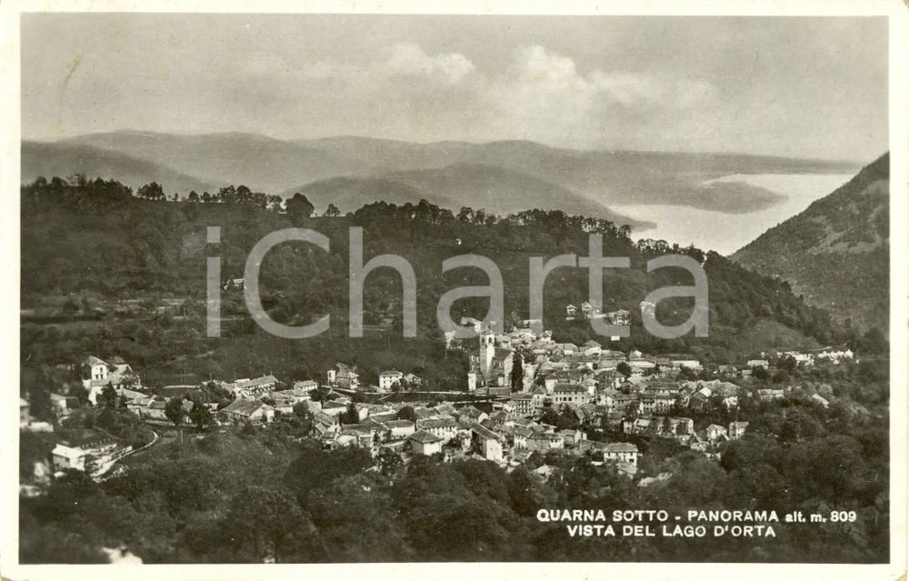 Cartolina originale da collezione 1938 QUARNA SOTTO (VB) Veduta paese e lago d'ORTA *Cartolina postale FP VG 1