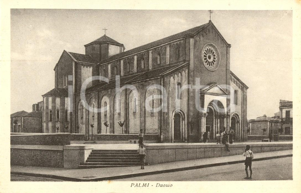 Cartolina originale da collezione 1930 ca PALMI RC Veduta del DUOMO Cartolina postale ANIMATA FP NV 1