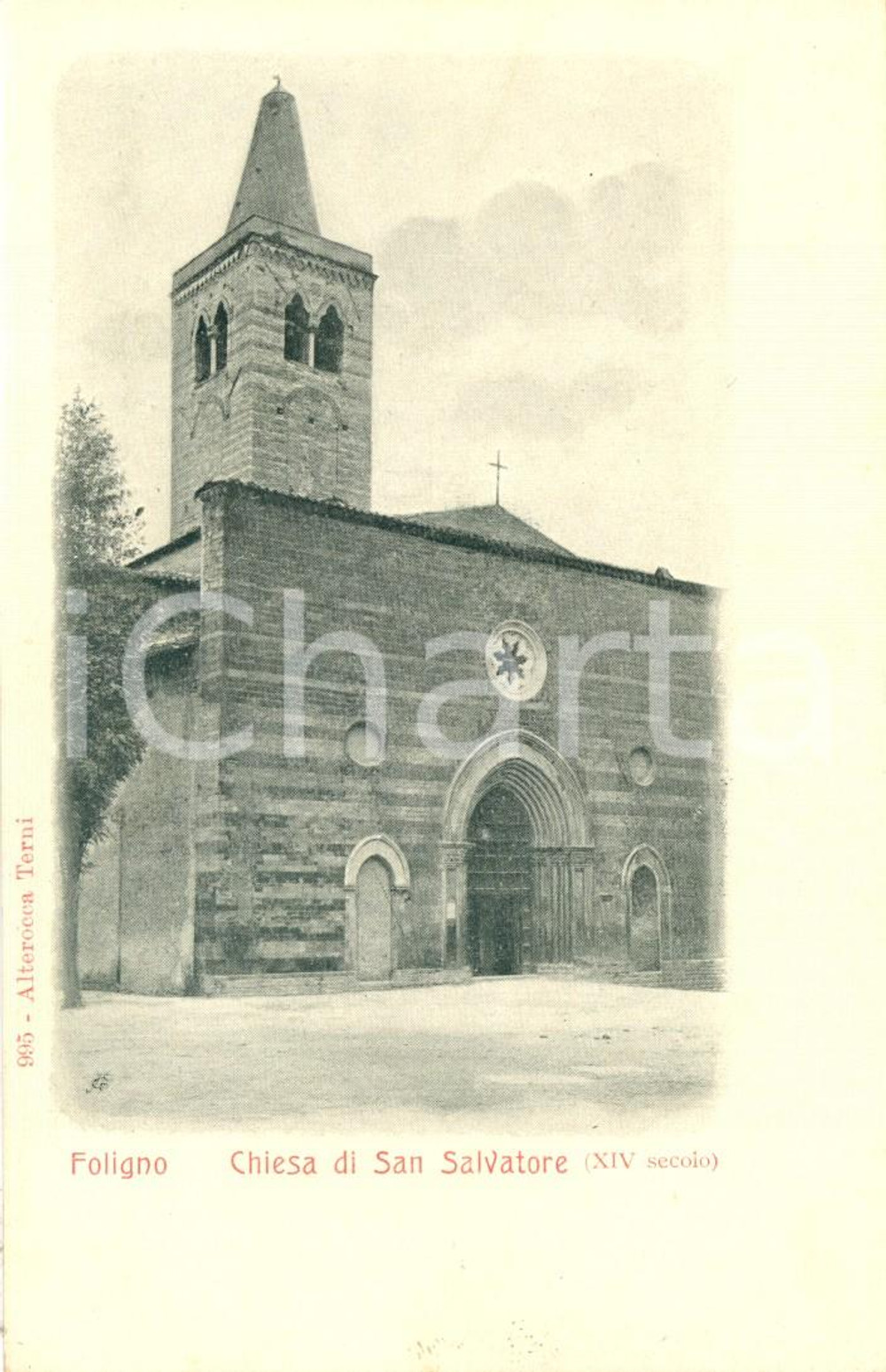 Cartolina originale da collezione 1900 ca FOLIGNO (PG) Veduta della chiesa di SAN SALVATORE *Cartolina FP NV 1