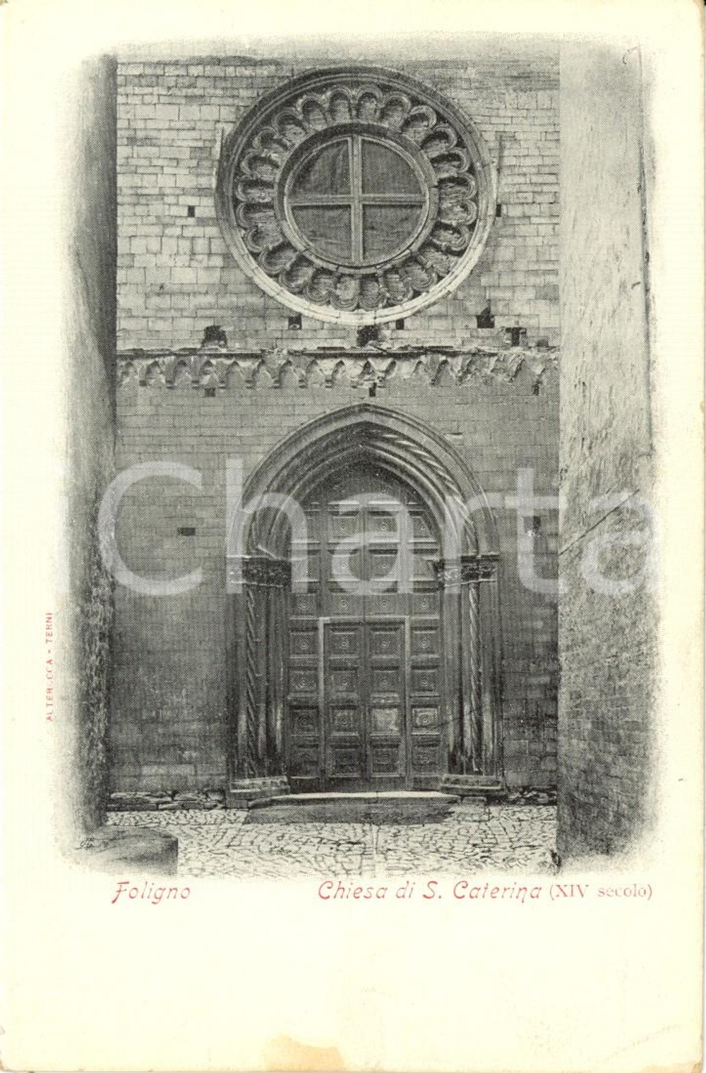 Cartolina originale da collezione 1900 ca FOLIGNO (PG) Ingresso chiesa di SANTA CATERINA *Cartolina postale FP NV 1