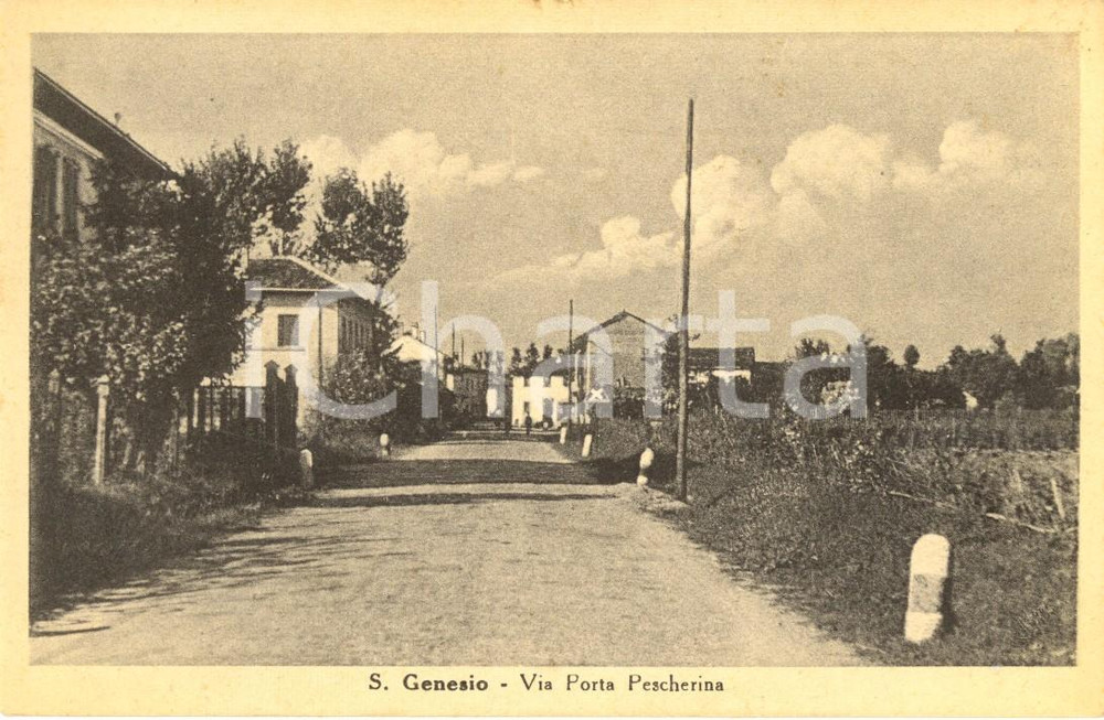 Cartolina originale da collezione 1930 ca SAN GENESIO ED UNITI (PV) Veduta di via PORTA PESCHERINA *Cartolina NV 1
