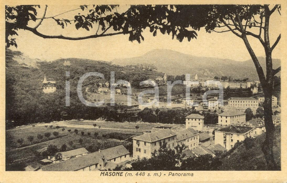 Cartolina originale da collezione 1932 MASONE (GE) Veduta panoramica del paese e dei dintorni *Cartolina FP VG 1