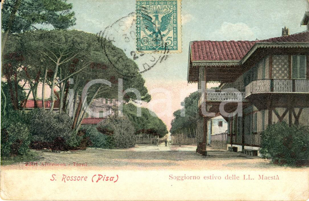Cartolina originale da collezione 1906 PISA Tenuta estiva dei Reali a SAN ROSSORE *Cartolina postale FP VG 1