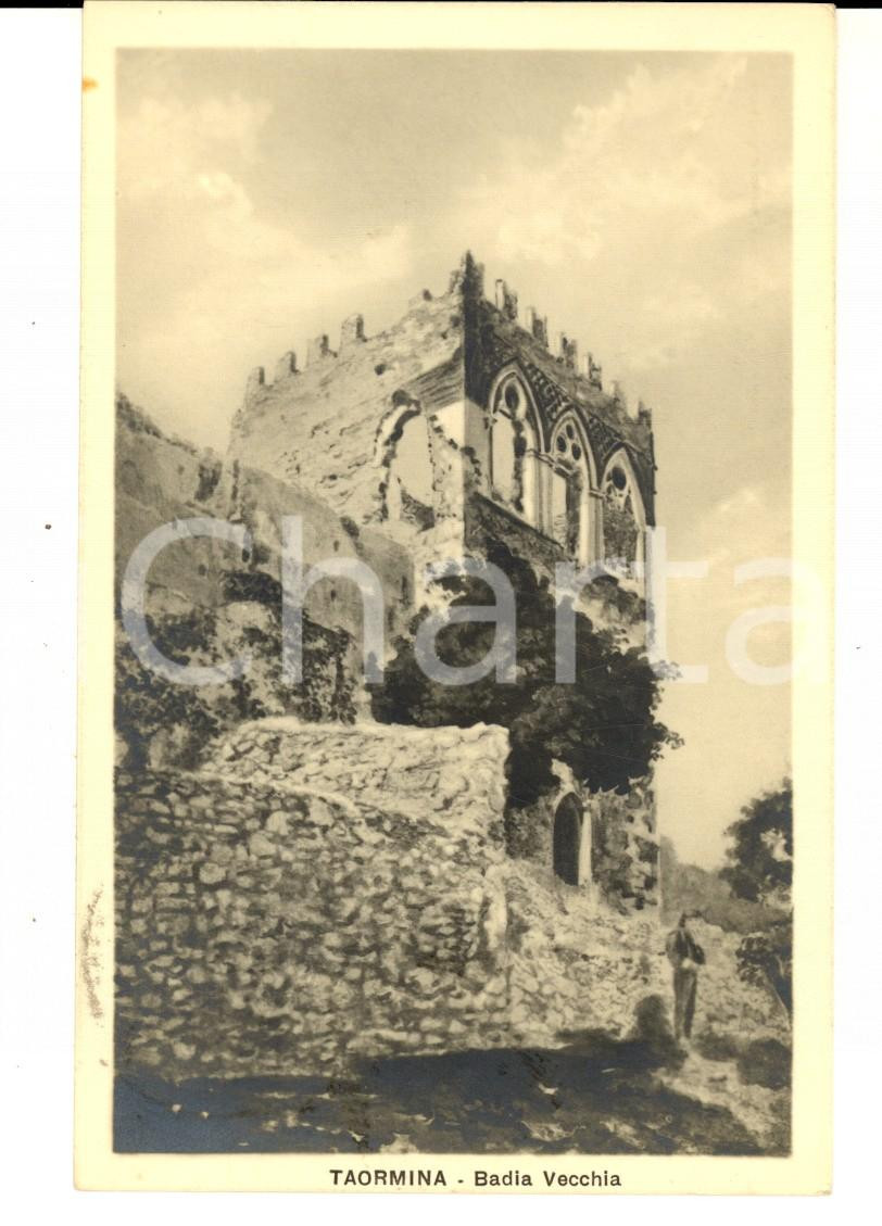 Cartolina originale da collezione 1934 TAORIMINA (ME) Badia vecchia *Cartolina allo scrittore Arturo ALCARO FP VG 1