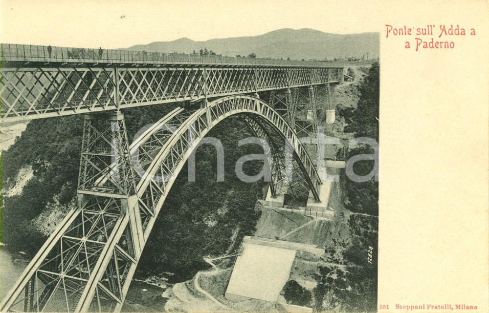 Cartolina originale da collezione 1900 ca PADERNO D'ADDA (LC) Ponte SAN MICHELE sul fiume ADDA *Cartolina FP NV 1