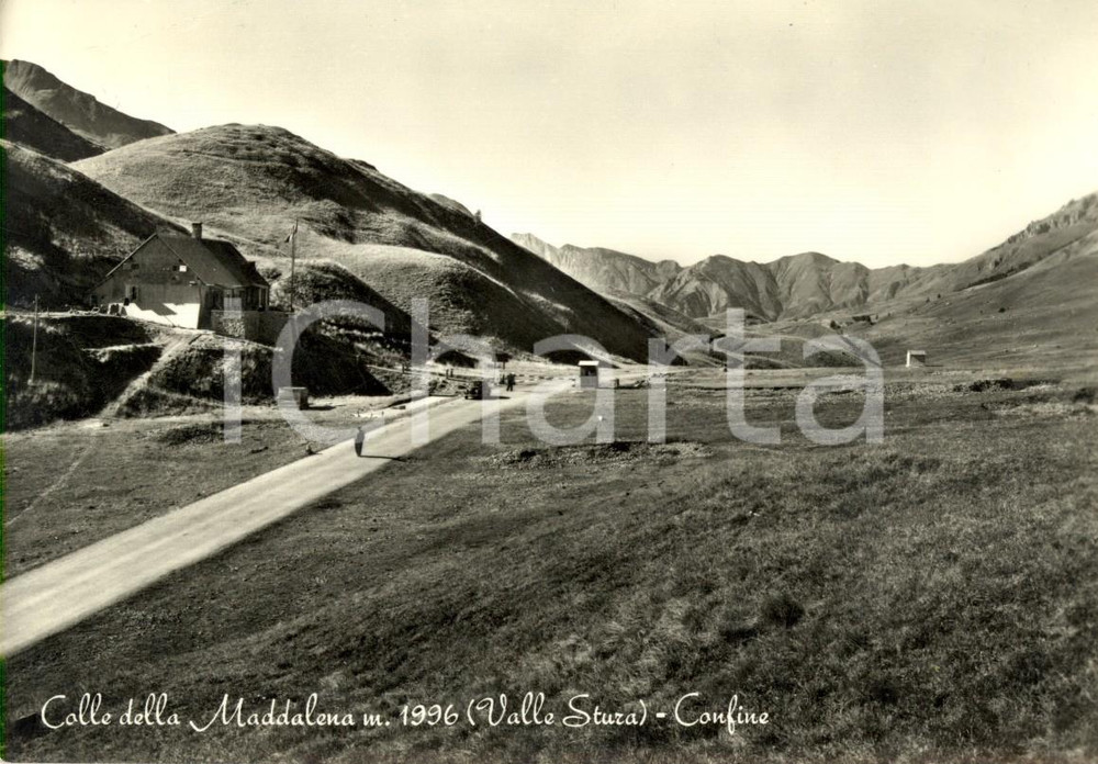 Cartolina originale da collezione 1962 COLLE DELLA MADDALENA (CN) Val STURA Frontiera al confine di stato *ANIMATA 1