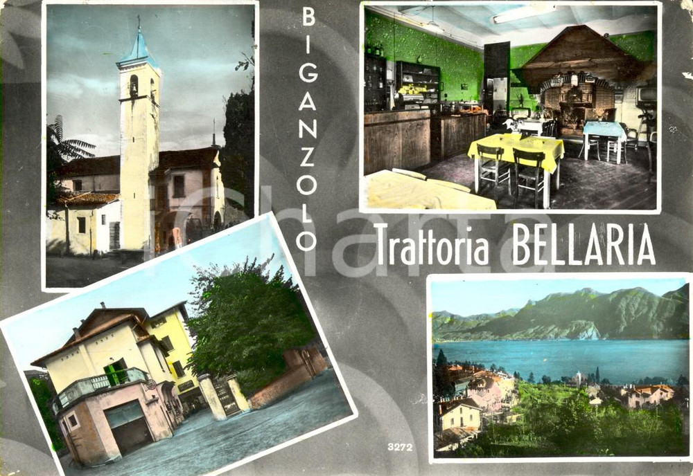 Cartolina originale da collezione 1955 ca VERBANIA Vedutine frazione BIGANZOLO e trattoria BELLARIA *DANNEGGIATA 1