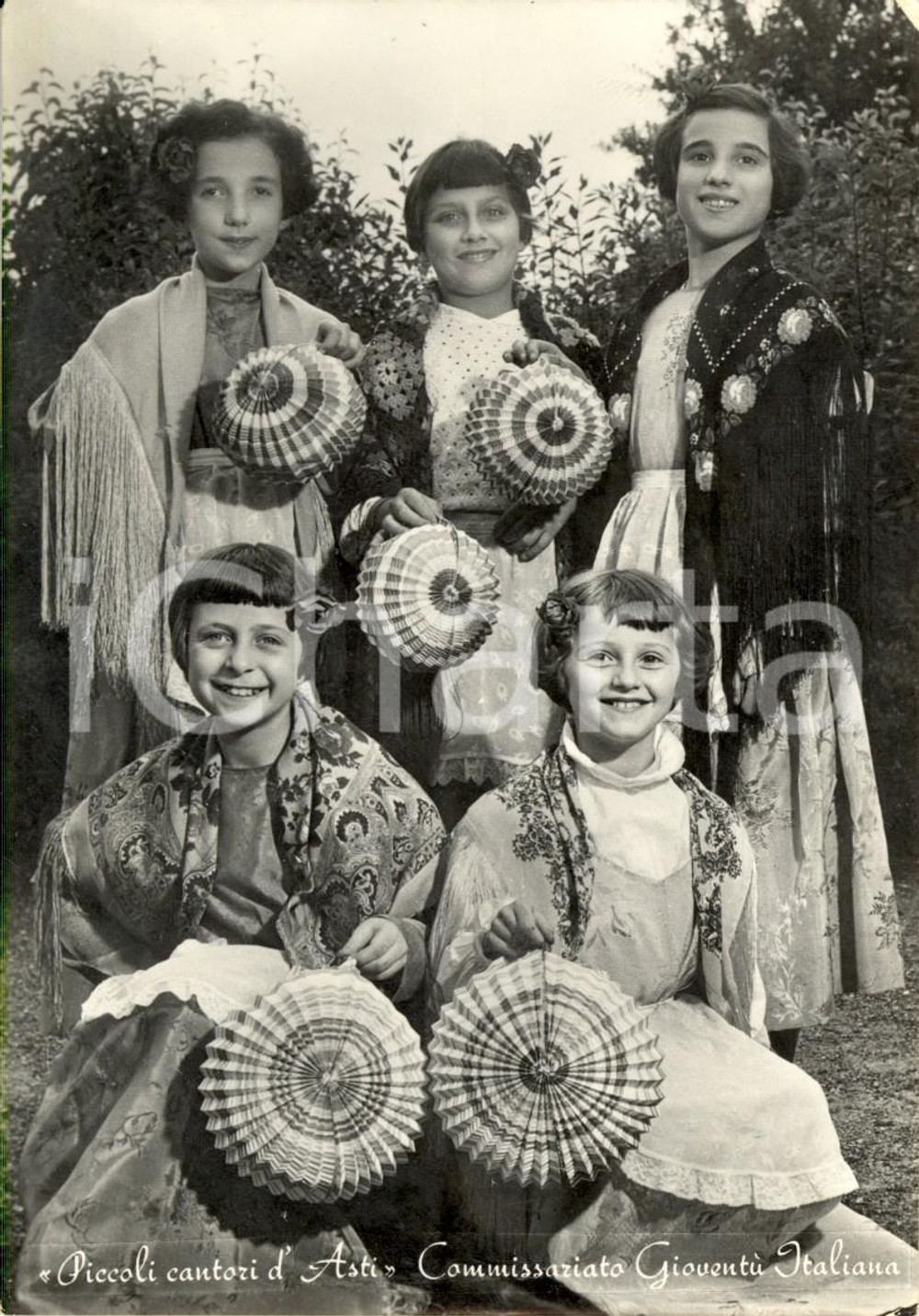 Cartolina originale da collezione 1950 ca ASTI COSTUMI Piccoli Cantori - Commissariato GioventÃ¹ Italiana *FG NV 1