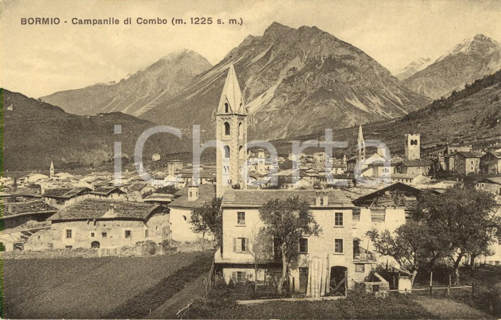 Cartolina originale da collezione 1935 ca BORMIO (SO) Veduta campanile contrada di COMBO *Cartolina postale FP NV 1