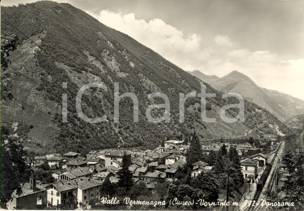 Cartolina originale da collezione 1954 VERNANTE (CN) Panorama paese e Val VERMENAGNA *Cartolina postale FG VG 1