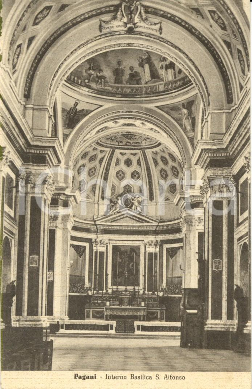 Cartolina originale da collezione 1942 PAGANI (SA) Interno della Basilica di SANT'ALFONSO *Cartolina postale FP VG 1