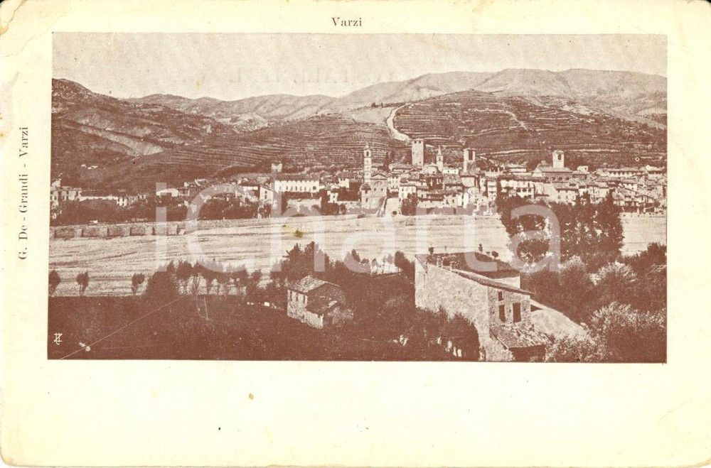 Cartolina originale da collezione 1900 ca VARZI (PV) Veduta panoramica paese e campagne *Cartolina DANNEGGIATA 1