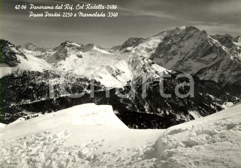 Cartolina originale da collezione 1960 ca COL RODELLA (TN) Panorama Passo PORDOI e MARMOLADA *Cartolina FG NV 1