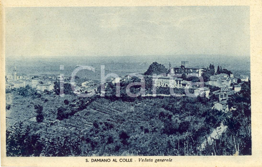 Cartolina originale da collezione 1944 SAN DAMIANO AL COLLE PV Veduta panoramica del paese e dei dintorni FP VG 1