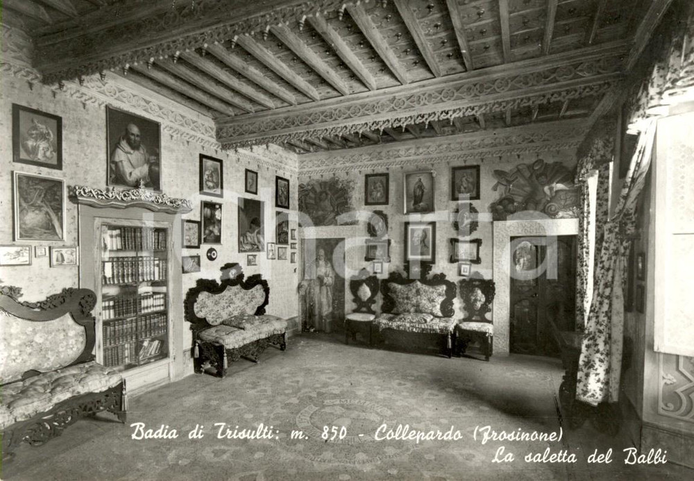 Cartolina originale da collezione 1960 ca COLLEPARDO (FR) Saletta BALBI alla Badia di TRISULTI *Cartolina FG NV 1