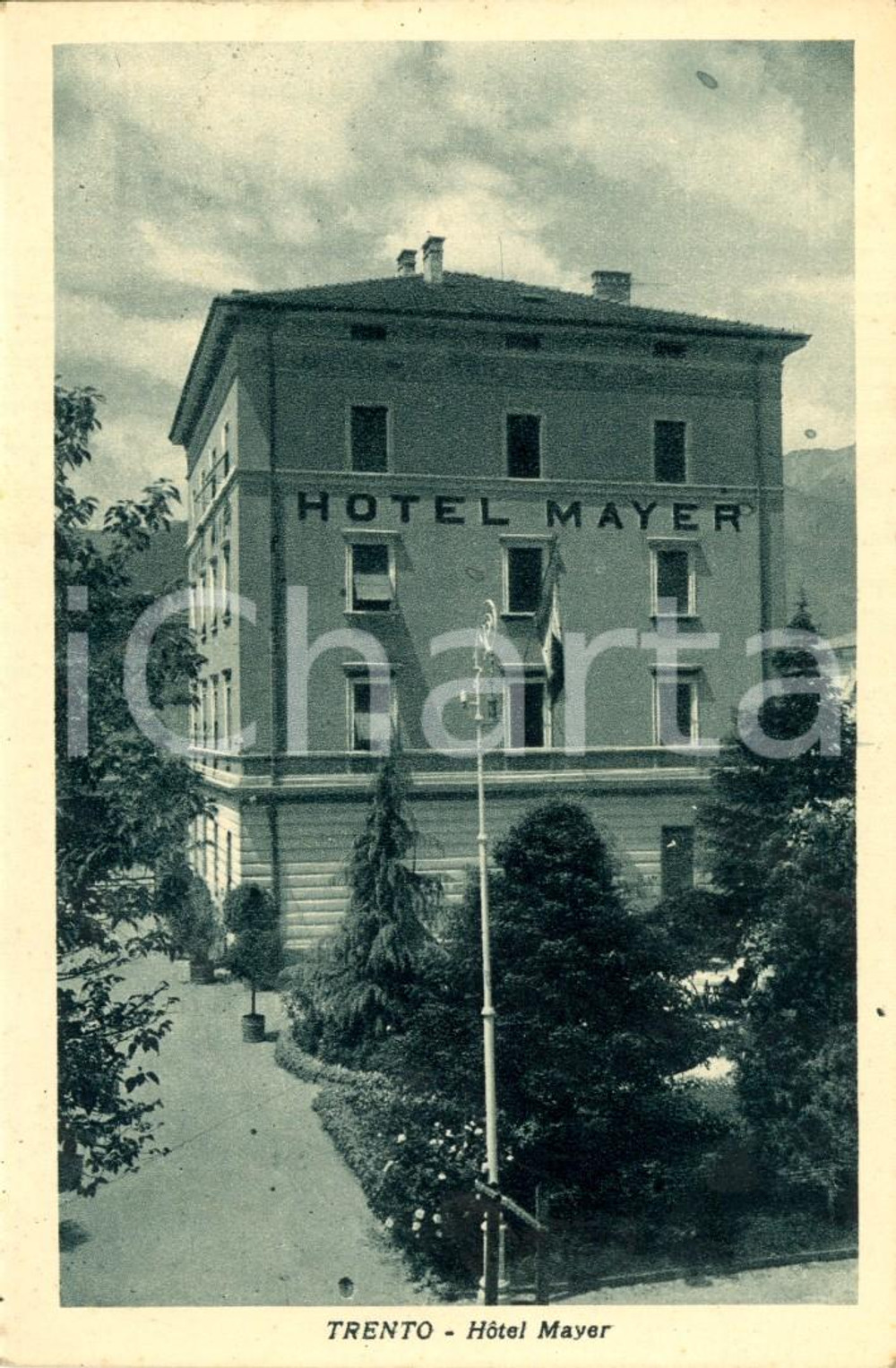 Cartolina originale da collezione 1930 ca TRENTO Veduta dell'hotel MAYER *Cartolina postale FP NV 1