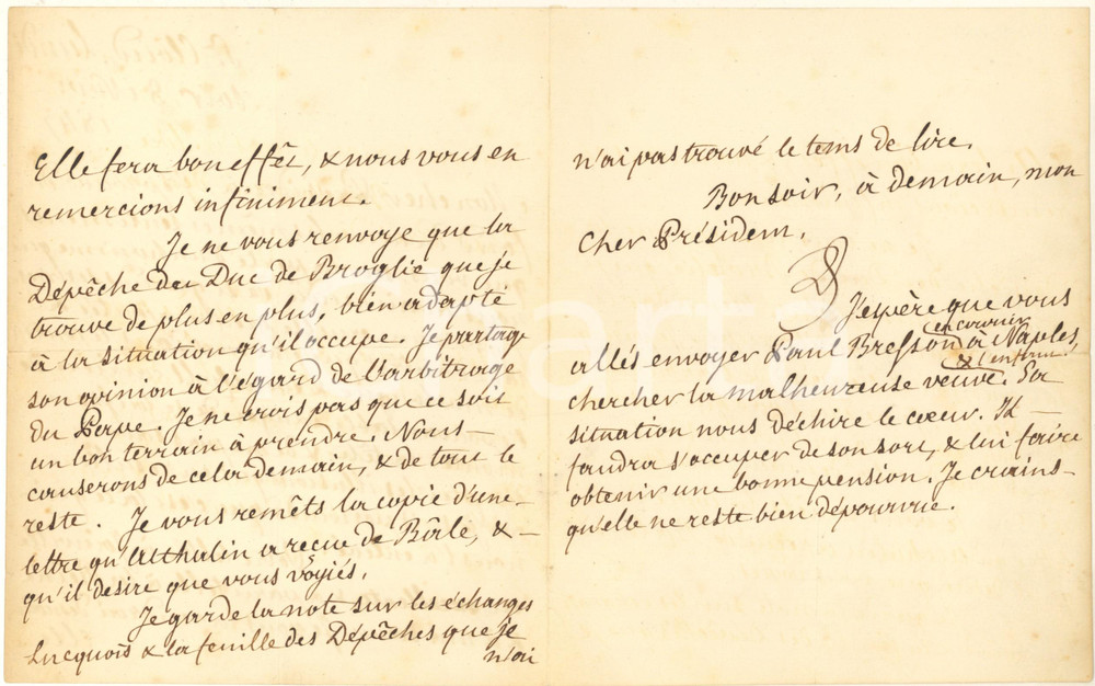 Autografo originale 1847 SAINTCLOUD Lettera LouisPhilippe d Orléans a Francois Guizot  AUTOGRAPH 1