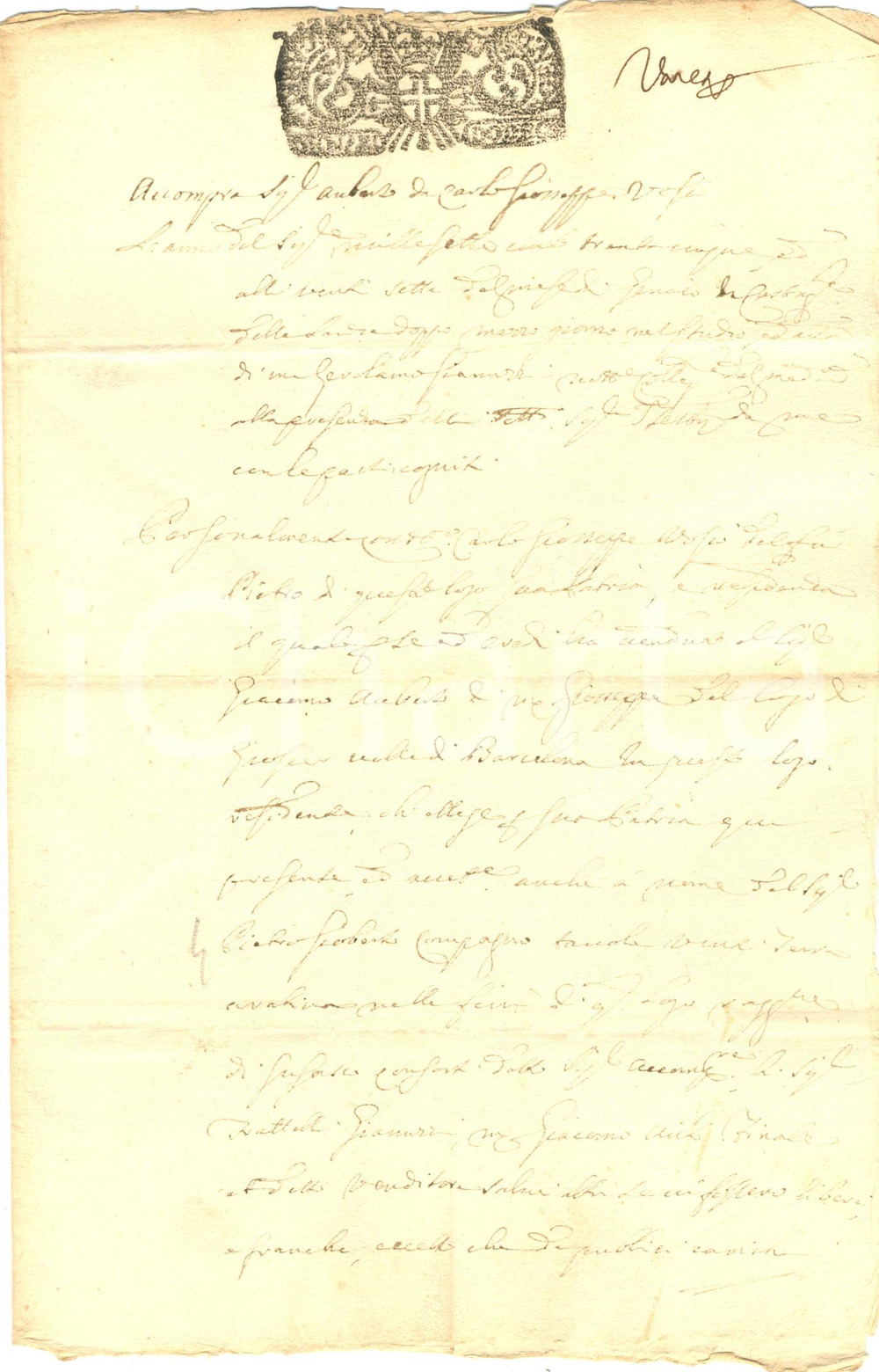 Documento originale, autentico 1735 CASTAGNOLE DELLE LANZE Carlo Giuseppe VOLPI vende terra arativa Manoscritto 1