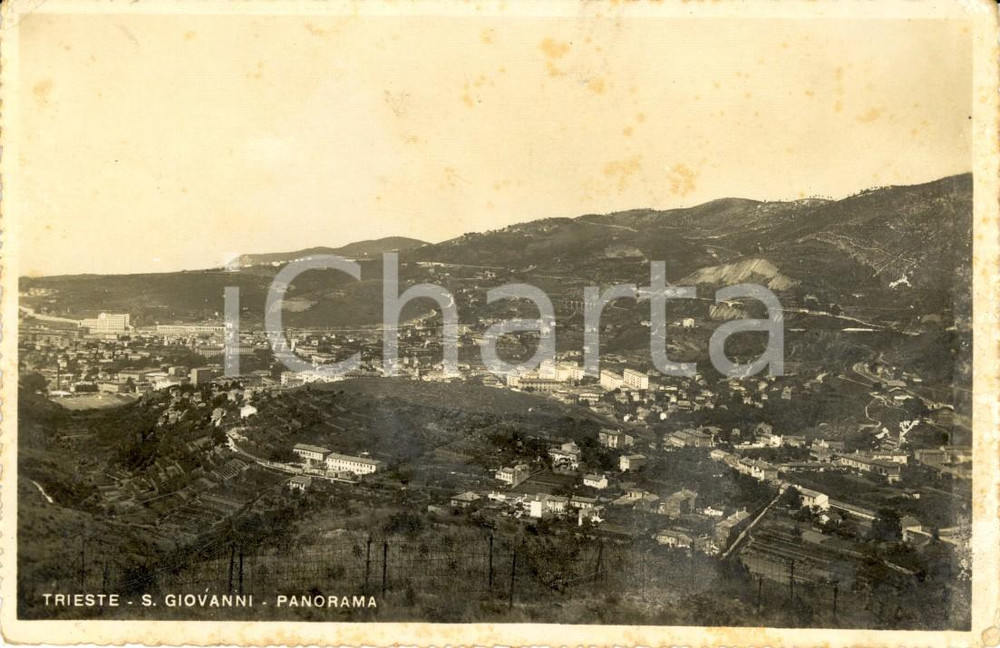 Cartolina originale da collezione 1930 ca TRIESTE Veduta panoramica rione SAN GIOVANNI Cartolina DANNEGGIATA NV 1