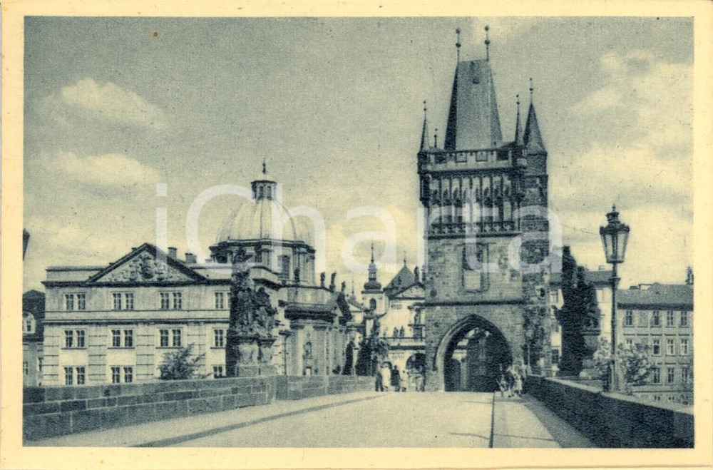 Cartolina originale da collezione 1930 ca PRAGA CZ Veduta del Ponte CARLO IV Cartolina postale ANIMATA FP NV 1