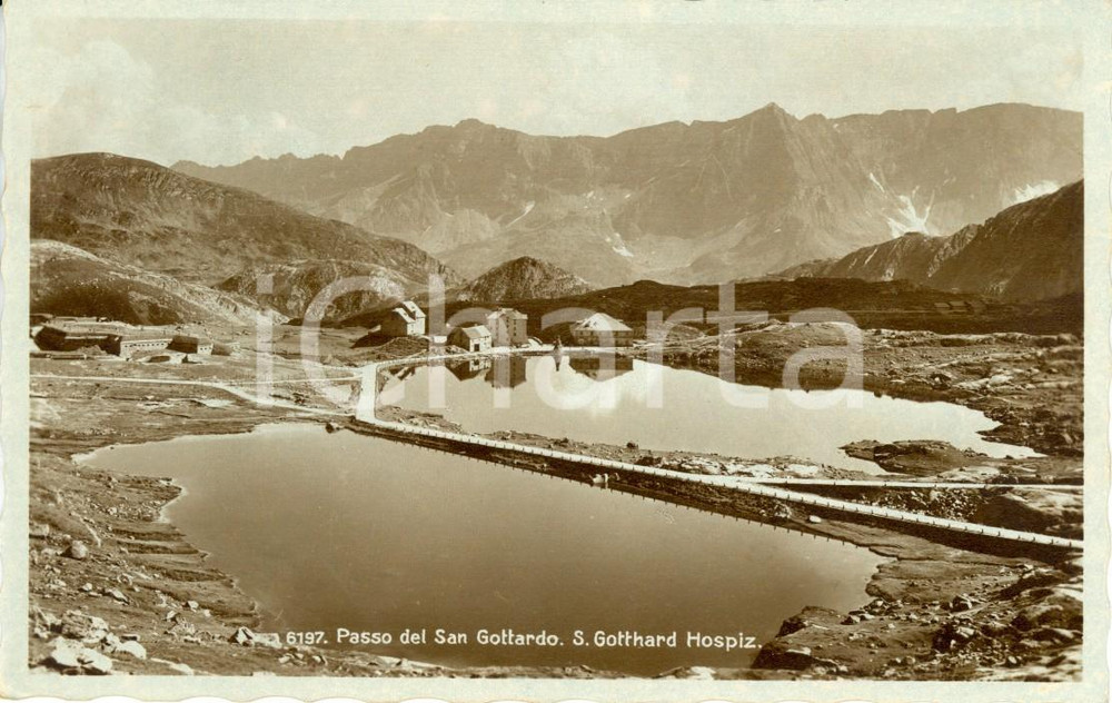 Cartolina originale da collezione 1932 PASSO SAN GOTTARDO (CH) Veduta del lago e dell'Ospizio *Cartolina FP VG 1