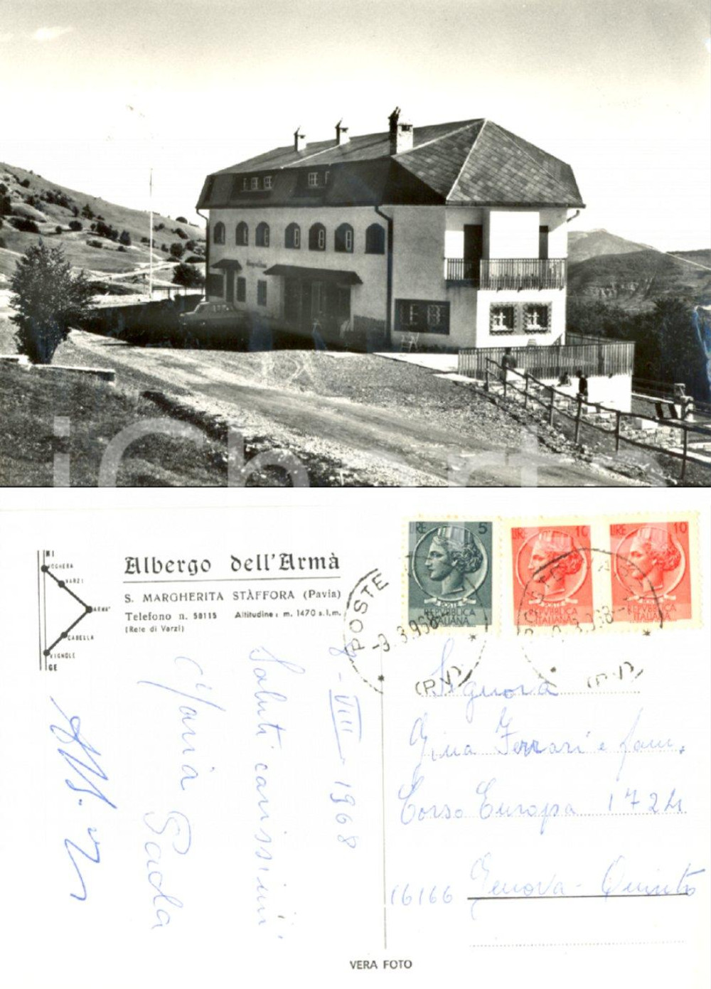 1968 SANTA MARGHERITA STAFFORA (PV) Veduta esterna dell'Albergo dell'Armà *FG VG