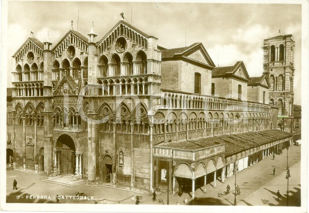 Cartolina originale da collezione 1936 FERRARA Cattedrale di SAN GIORGIO Cartolina postale ANIMATA FG VG 1