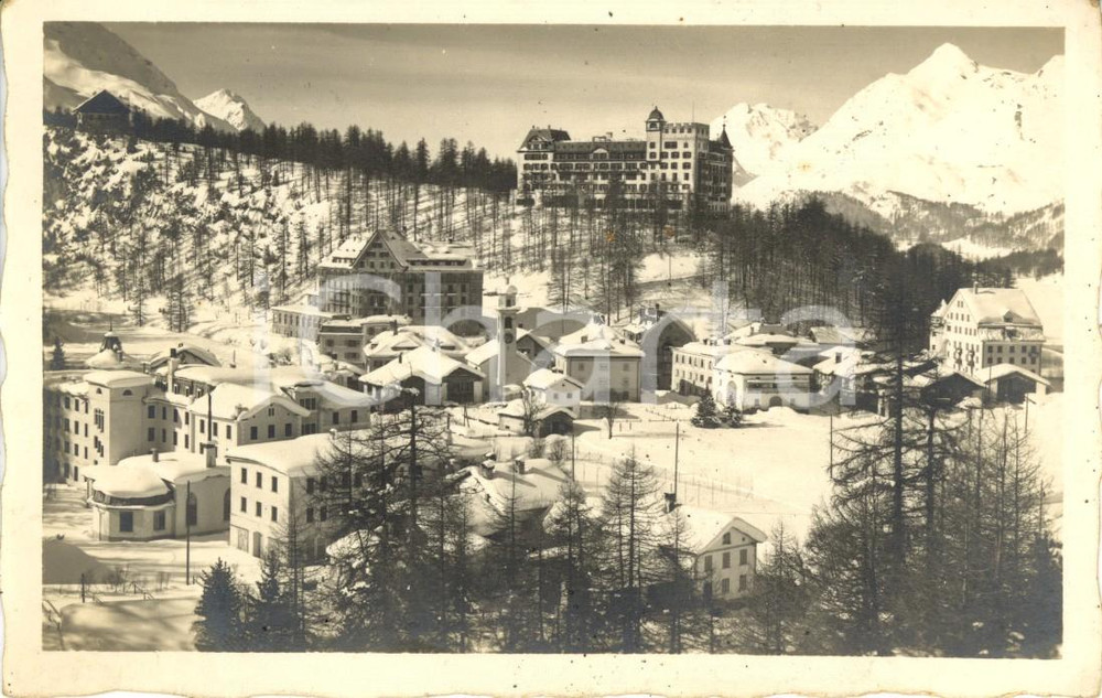 Cartolina originale da collezione 1931 SILS IM ENGADIN CH Veduta della frazione MARIA innevata Cartolina FP VG 1