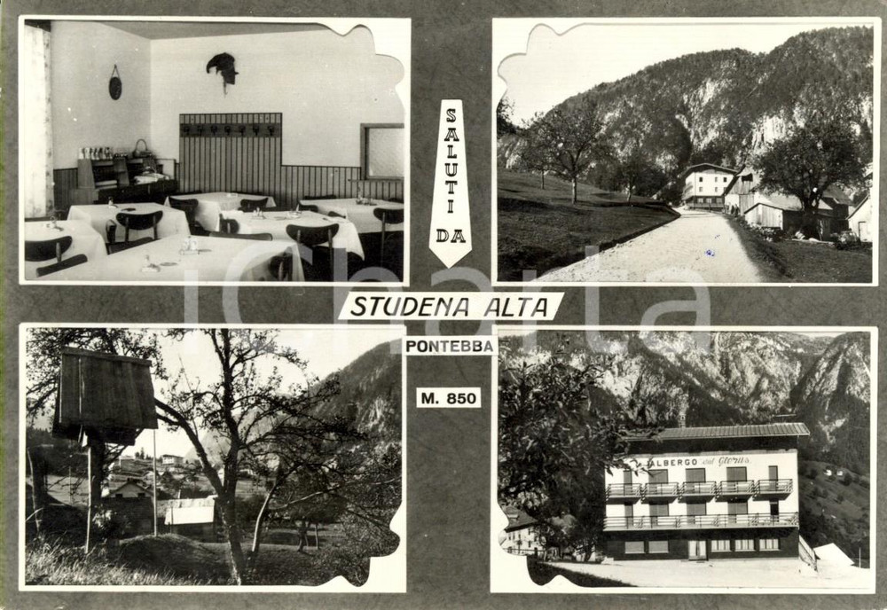 Cartolina originale da collezione 1968 PONTEBBA UD Vedutine frazione STUDENA ALTA e albergo VAL GLERIS FP VG 1