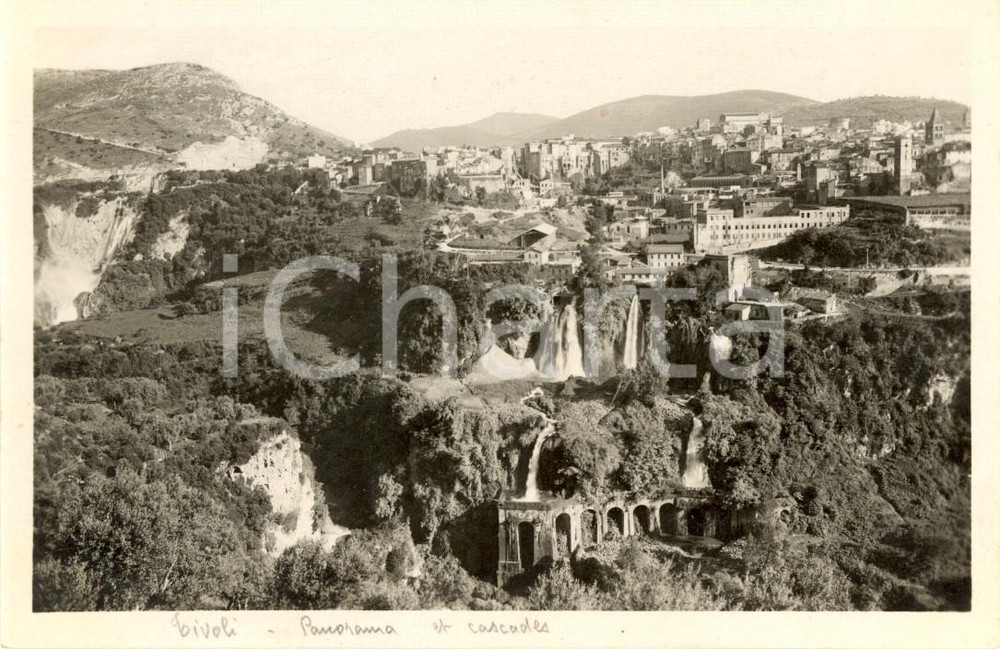 Cartolina originale da collezione 1930 ca TIVOLI (ROMA) Veduta panoramica paese e cascatelle *Cartolina FP NV 1