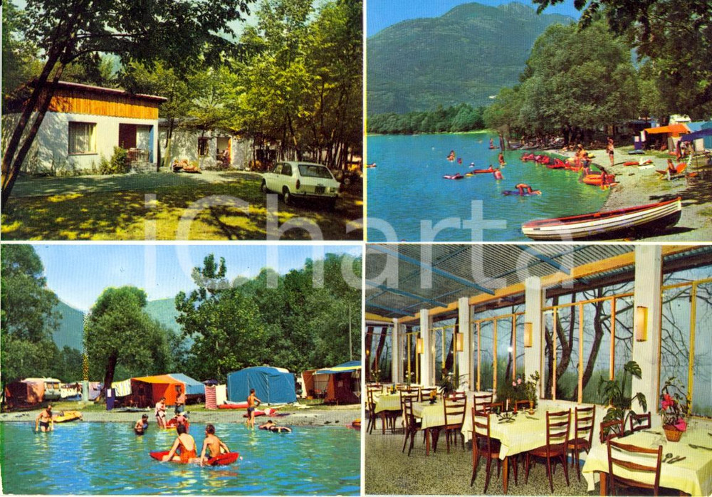 Cartolina originale da collezione 1970 ca PORLEZZA CO Vedutine camping LIDO DARNA  Villaggio SARTI VINTAGE NV 1