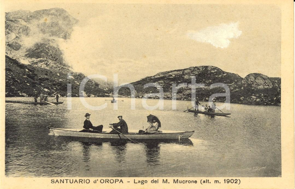 Cartolina originale da collezione 1930 ca BIELLA OROPA Gita in barca sul lago MUCRONE Cartolina ANIMATA 1