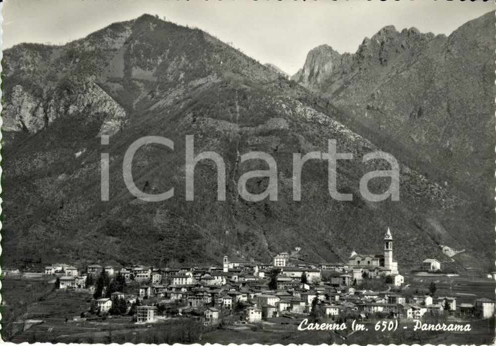 Cartolina originale da collezione 1957 CARENNO (LC) Veduta panoramica paese e vallata *Cartolina postale FG VG 1